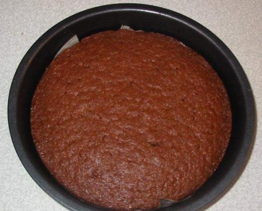 A cooked chocolate sponge
