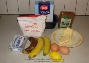 Banana Cake ingredients. Click picture to enlarge. 