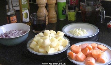 Prepared vegetables for Beef Stew recipe