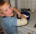 Mix the ingredients before adding water
