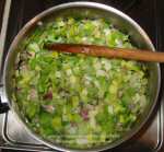 Butter bean, leek and bacon recipe. Click to enlarge.