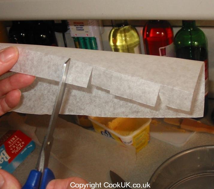 Line a Cake Tin wth Greaseproof Paper. Clear instructions and illutrated
