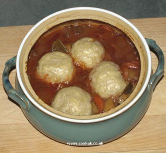 Dumplings in a casserole dish