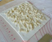 Almond topping on apple galette