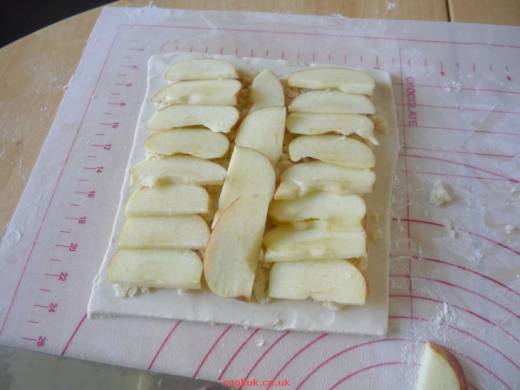 Sliced apple topping on galette