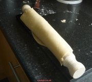 Lifting delicate pastry on a rolling pin
