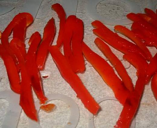 Baked and sliced red peppers