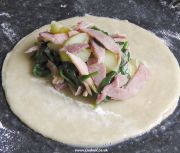 Pasty filling on shortcrust pastry