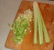 Chopping the leeks. Click picture to enlarge.