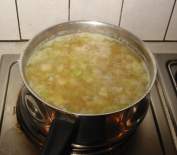 Leek and potato soup cooking. Click picture to enlarge.