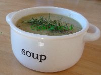 Serve the leek and potato soup. Click picture to enlarge.