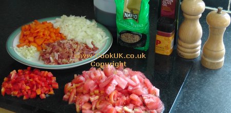 Ingredients for Lentil and Ham Broth