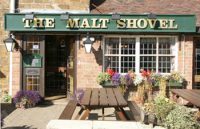 Entrance to the Malt Shovel pub in Gaydon, Warwickshire