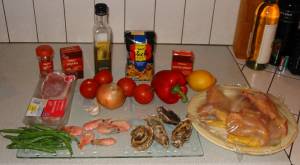 Paella ingredients. Click to enlarge. 