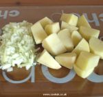 Preparev the onions and potatoes