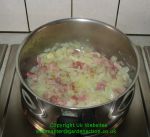 Onion, garlic and bacon cooking. Click picture to enlarge.