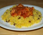 Golden rice with sultanas and almonds