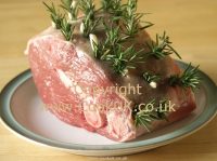 Roast leg of lamb prepared for cooking