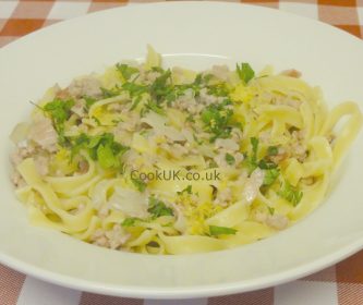 Tagliatelle with Bacon and Pork