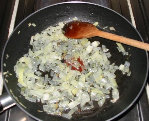 Frying onions for Lentil Soup