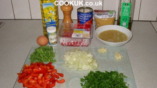 Prepared ingredients for Crunchy Beef and Mango Meatballs