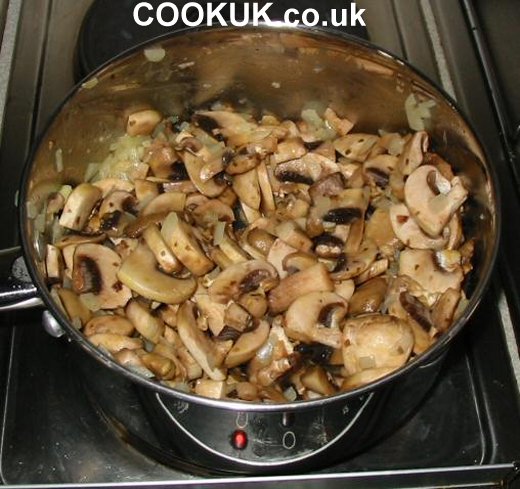 Frying mushrooms for mushroom soup