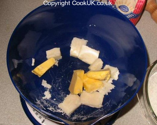 Lard and cooking margarine cut into blocks