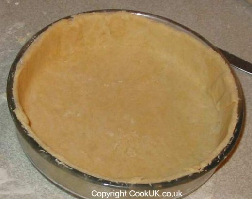 Shortcrust pastry lining pie dish