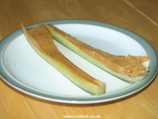 Peanut butter spread on celery