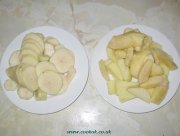 Sliced apples and pears