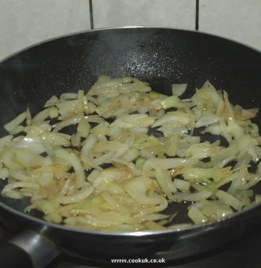 Gently frying onions