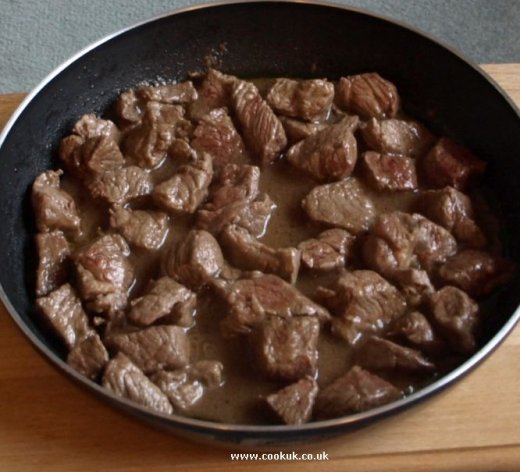 Browning beef cubes