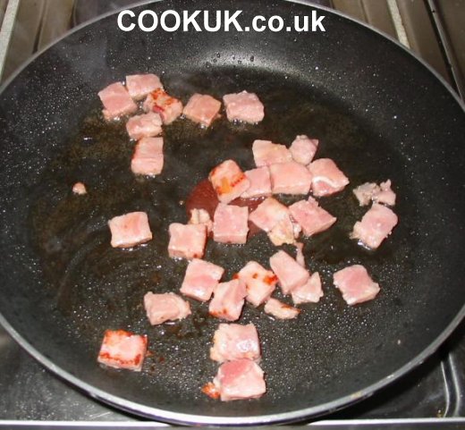 Frying bacon lardons