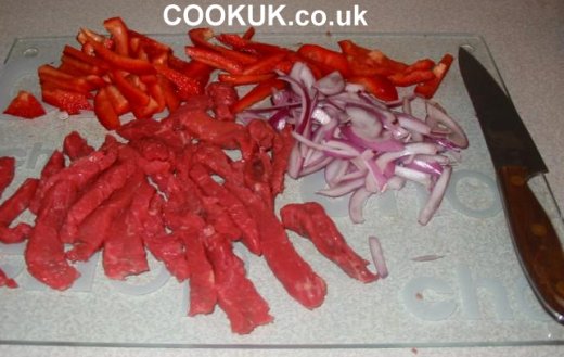 Prepared ingredients for Beef Stir Fry