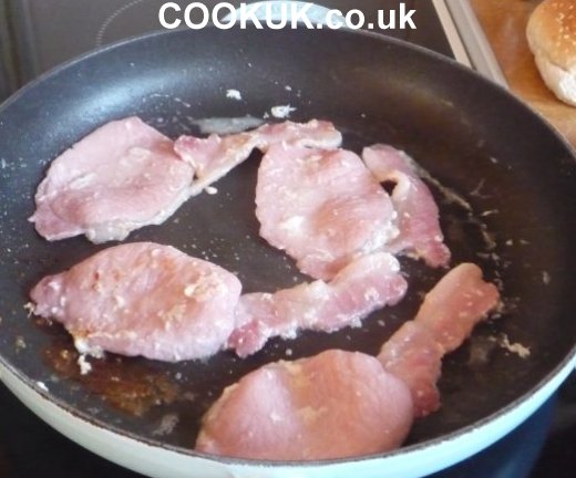 Frying bacon for beefburger