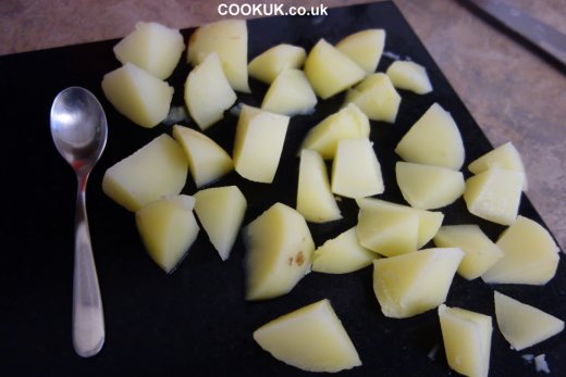 Boiled and cubed potatoes