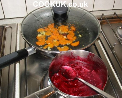 Cooking Borscht vegetables