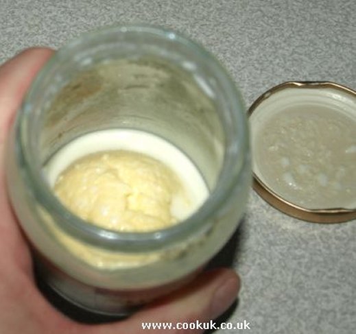 Homemade butter formed in jar