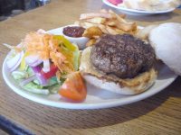 Top quality beef burger ans salad