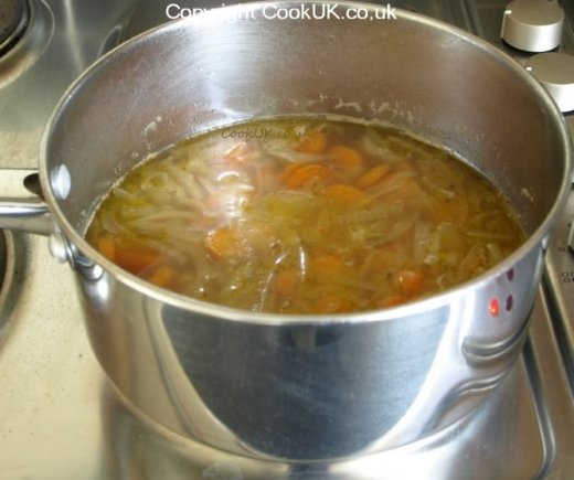 Carrot and coriander soup cooking