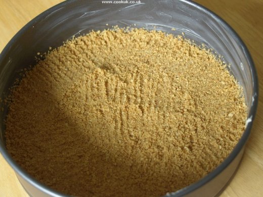 Crushed biscuits and melted butter