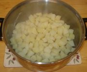 Boiling diced potatoes