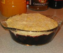Picture of the cherry crumble uncooked.