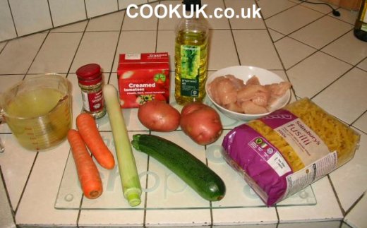 Ingredients for Cicken and Pasta Soup