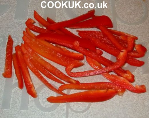 Sliced sweet red pepper