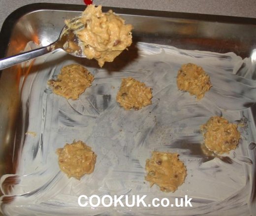 Place uncooked mixture on baking trays