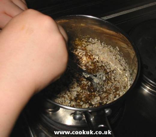 Add oats to flapjack mixture