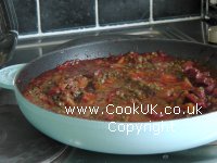 Cooking chorizo and lentil stew