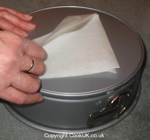 Folding greaseproof paper for a cake tin