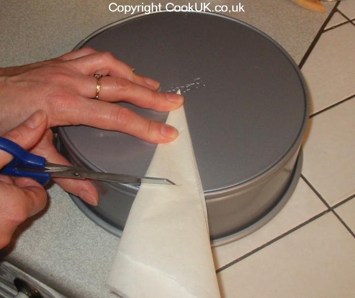 Line a Cake Tin wth Greaseproof Paper. Clear instructions and illutrated